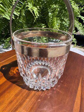 Vintage 1950s Baccarat Crystal Ice Bucket - Elegant Cut Glass w/ Handle